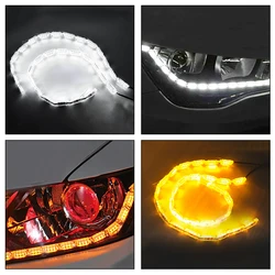 2x Dynamic Flexible Crystal Angel Tears LED Strip Light With Turn Signal DRL Daytime Running white following yellow Turnning