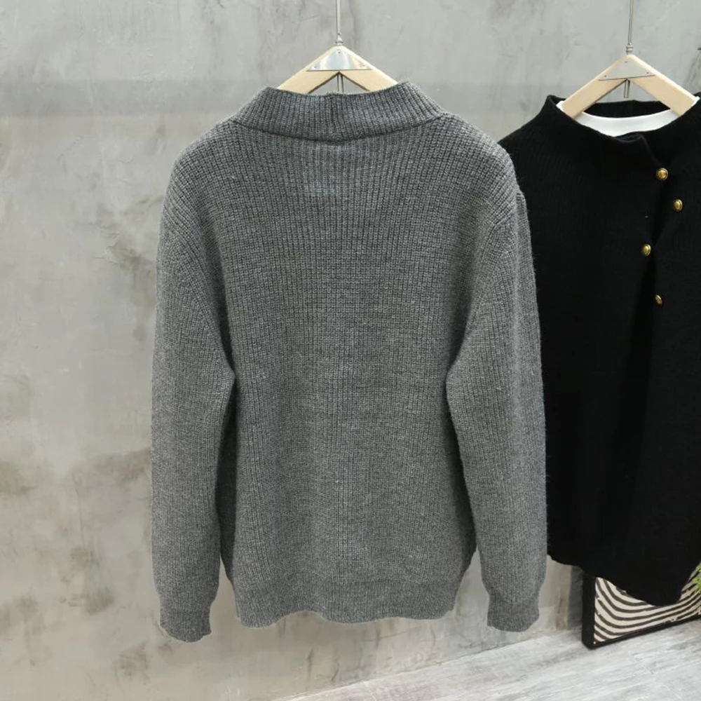 Mens Sweater Irregular Button Casual Knitted Sweater Streetwear Fashion Youth Campus Trend Long-Sleeve Male Tops Men'S Clothing