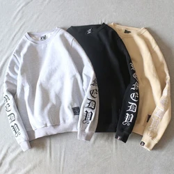 2024 New Men Fashion Loose Hip Hop Pullover Unisex High Street Y2k Pullover Sweatshirt Couple Loose Round Neck Long Sleeve Top