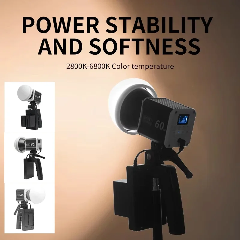 Video Light Tri-Color LED 60W COB Photography Light 2800K-6800K For Live Streaming Home Studio Comercial Photography