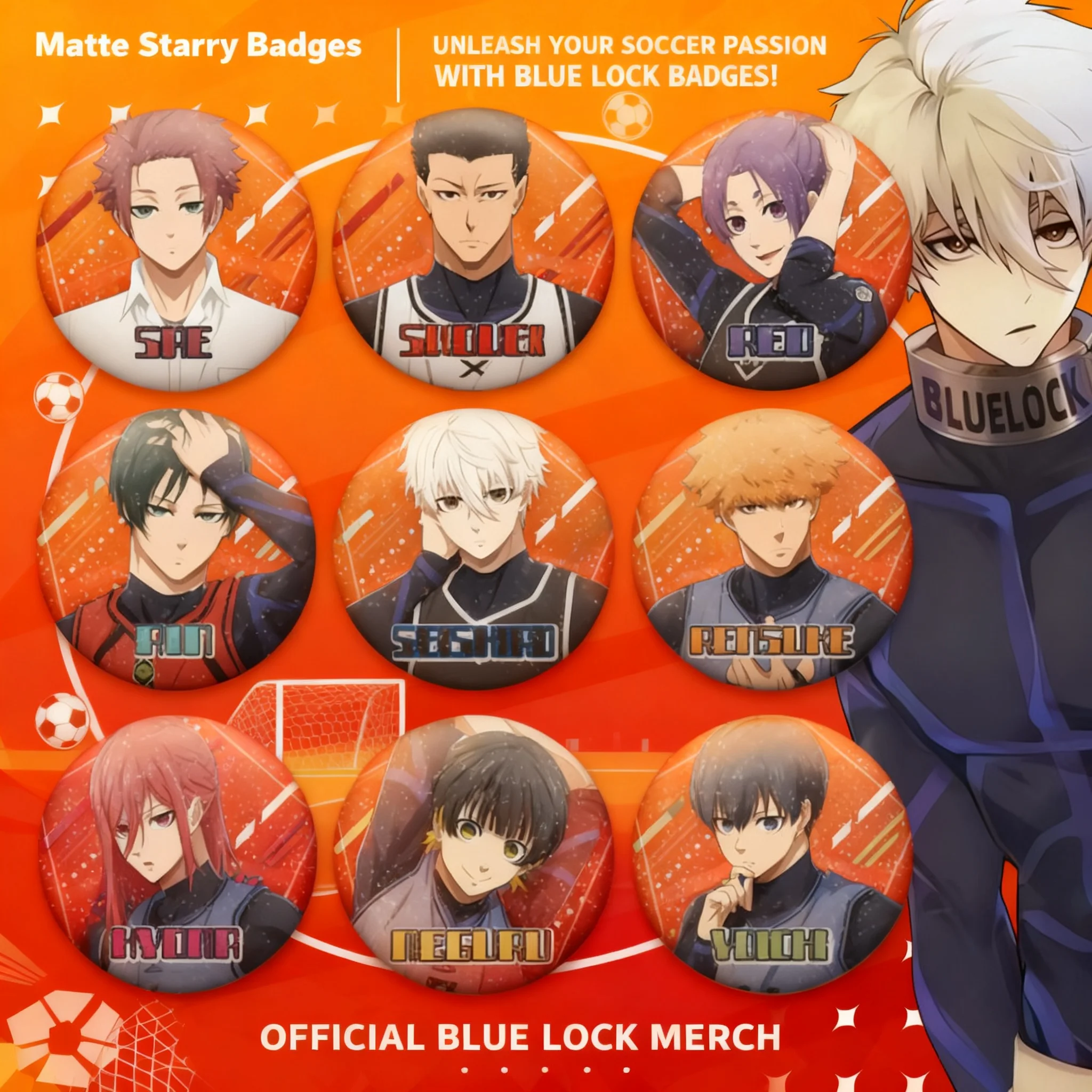 Blue Lock Anime Badge Official Merchandise Seiichi Kiyoshi Yoichi Isagi Yo Hiori Character Collectible Pin Accessory Fan Gift