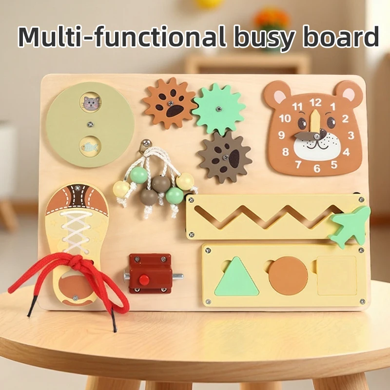 Educational Learning Kids Toys Wood Busyboard Fine Motor Skill Life Practical Activities Early Teaching Aid Shape Matching Game