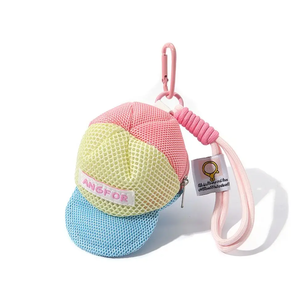 Keychain Hat Shape Coin Purse with Handle Rope Decorative Portable Wallet Bag Anti Loss Cartoon Headphones Organizer Children