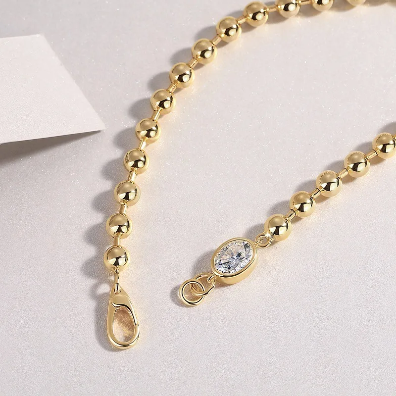 1CT D Color Moissanite Bead Bracelets For Women Girl 925 Sterling Silver 18K Plated Diamond Hand Chain Jewelry Wedding Xmas Gift
