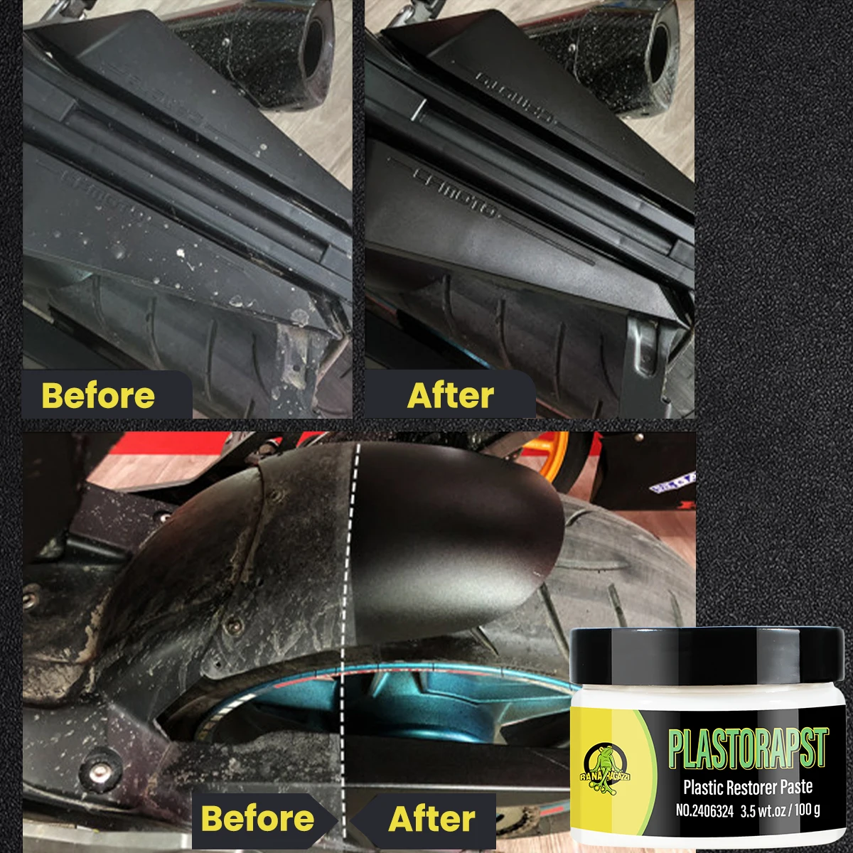 30g/100g Motorcycle Plastic Restorer Paste Back To Black Gloss Cleaning lastic Leather Restore  Polish And Repair Paste RG324