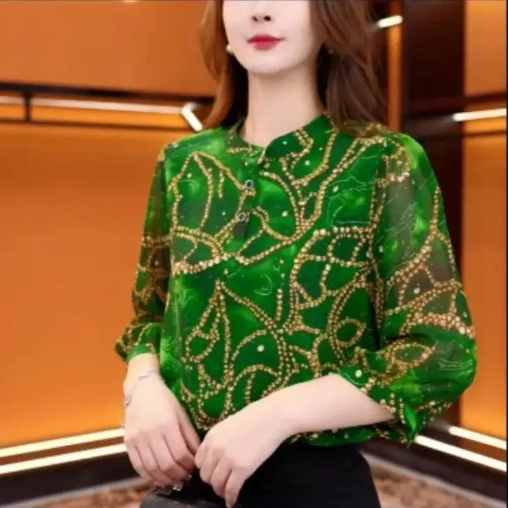 

Темпераментный пуловер с круглым вырезом, рубашка E, летняя новая мода, повседневная и дышащая для женщин среднего возраста