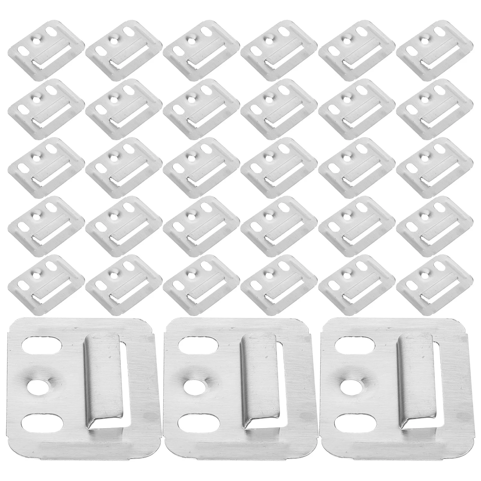 100 Uds percha placa de refuerzo pieza de fijación cinta Hardware abrazadera de Panel de acero inoxidable para muebles