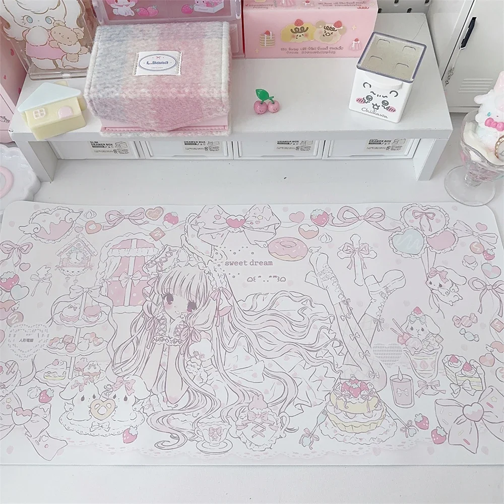 Waterproof Non-slip Table Mat Student Kawaii Girl's Heart Pink Cute Computer Mouse Pad Dormitory Table Mat Placemat
