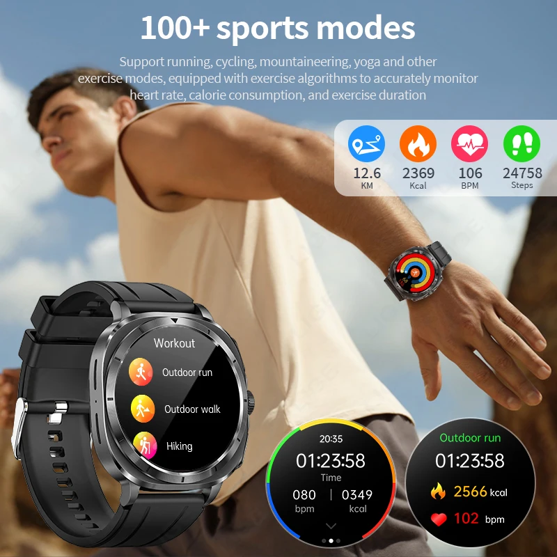 2025 جديد حمض اليوريك الدهون في الدم الصحة Smartwatch الرجال الجسم الدهون مراقبة ضغط الدم شاشة AMOLED NFC رجل ساعة ذكية ECG + PPG