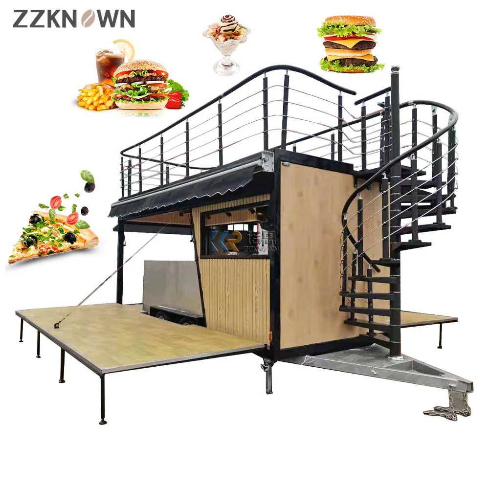 Customized Two Decker Food Trailer Mobile Food Truck Ice Cream Coffee Cart BBQ Food Van Catering Trailers