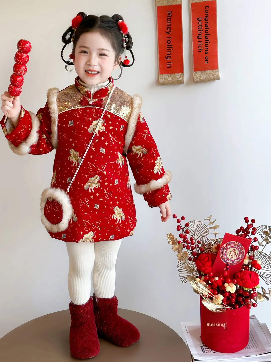 

Princ Sle Fce Lined Thi Red Dr для девочек Детская новогодняя праздничная одежда Традиционный китайский ...