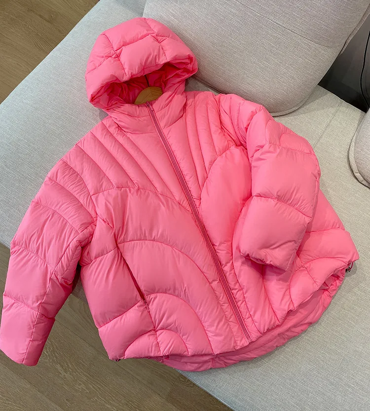 Ultralight Warm Hooded Down Jacket Women Puffer Parkas 2025 New High-end Simple Cocoon Type Oversize Winter Down Coats Female