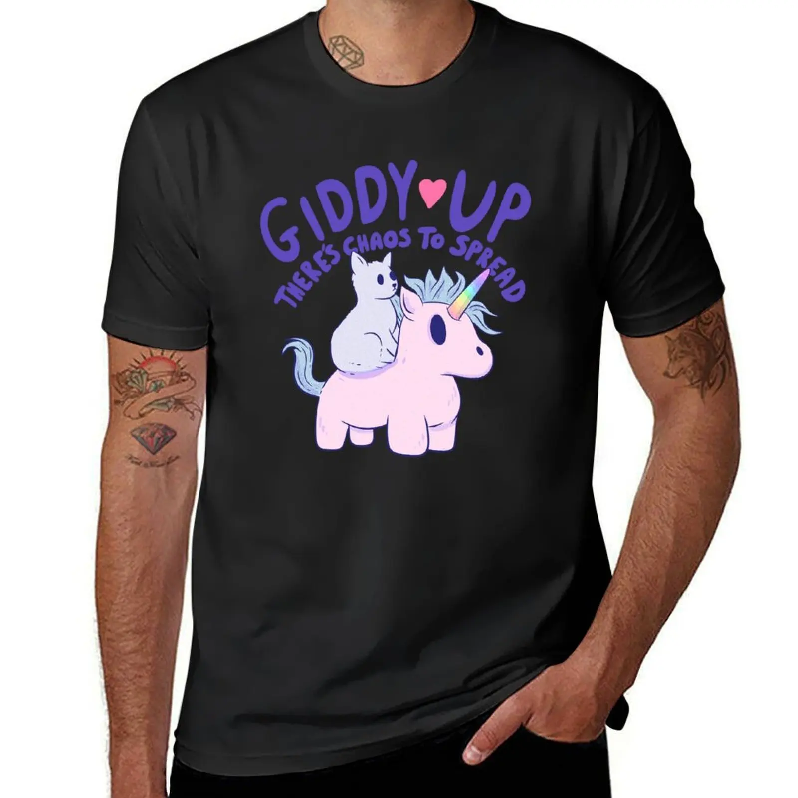 Giddy up! There is chaos to spread! T-Shirt cute clothes heavyweights anime clothes korean fashion mens workout shirts