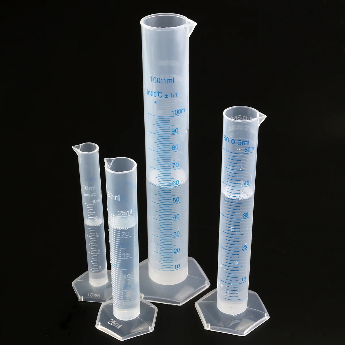 

Cylinder Measuring Graduated Plastic 50Ml Test Tube Set Cylinders Tubes Lab Cup Science Transparent Ml Beakers