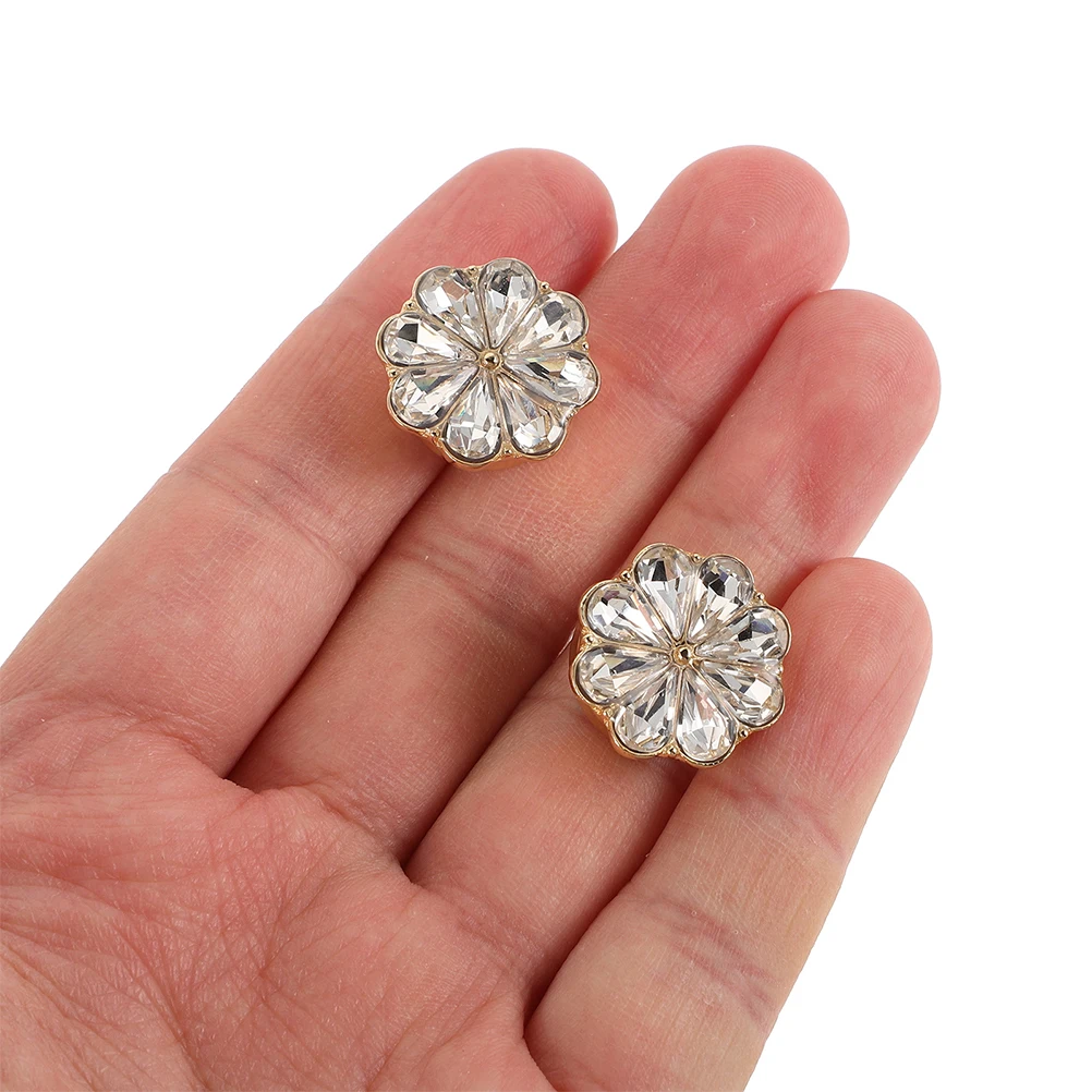 

4Pcs Flower Cufflinks Rhinestone Crystal Sleeve Button Covers Decorative Sparkling Jewelry Shirt Dress Accessories