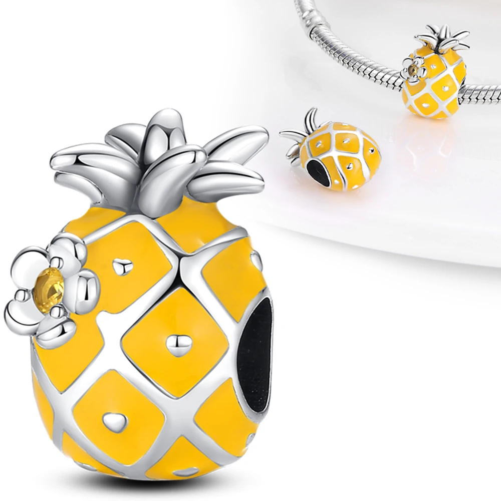 Silver Colour Pineapple Pendant Fit Pandora Charms Silver Colour Original Bracelet for Jewelry Making