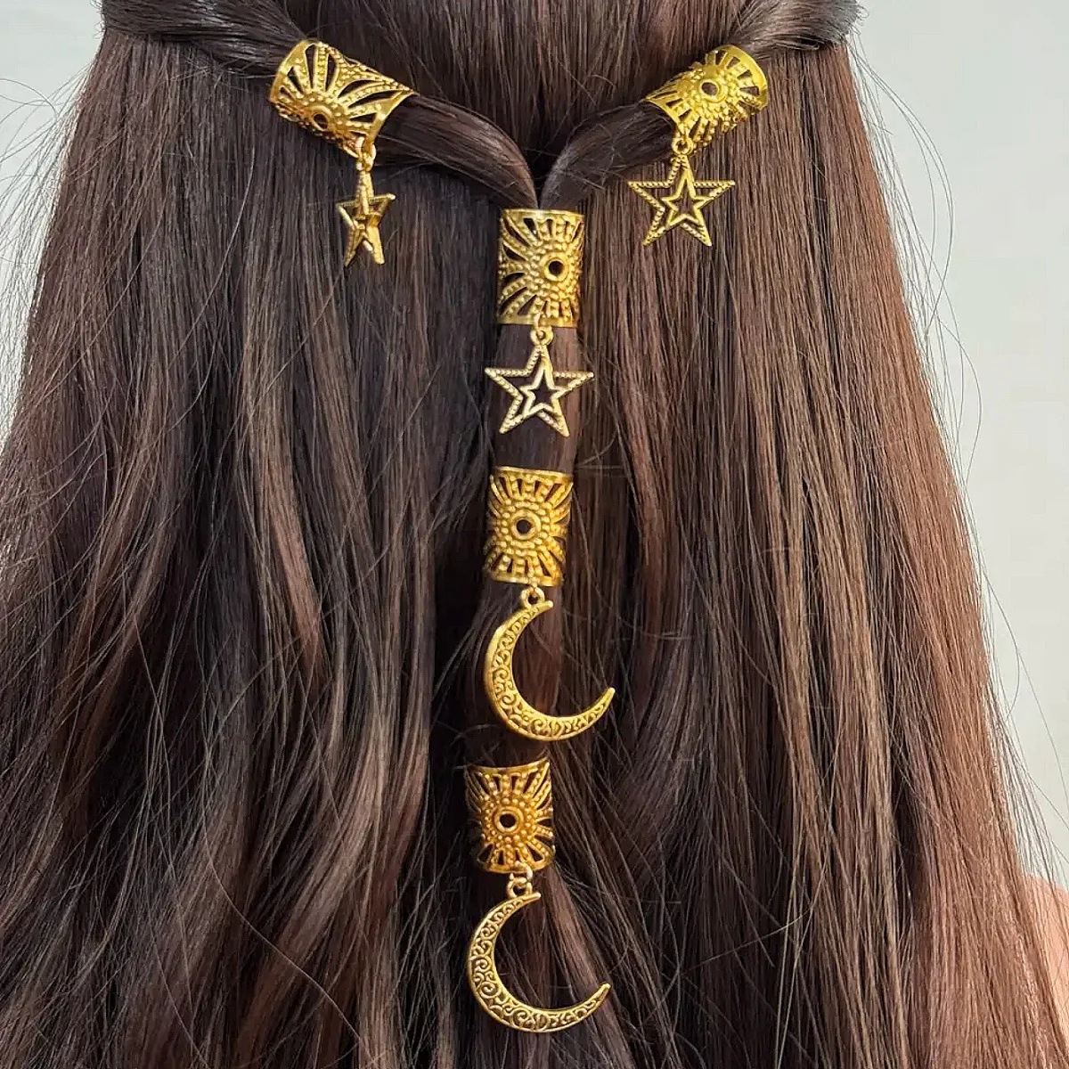 

50PCS Iron Gold Plated Hollow Dreadlock Hair Extension Rings for Braids DIY Hair Accessories Decor Sturdy
