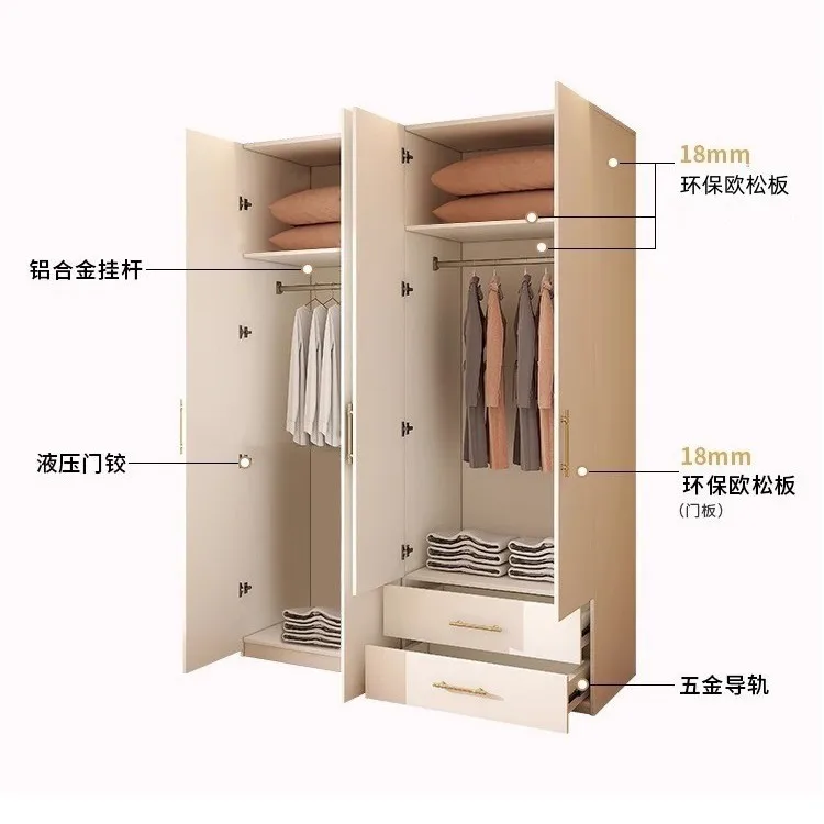 خزانة ملابس من الخشب الصلب قابلة للتخصيص بدرجة ENF، خزانة غرفة نوم منزلية بسيطة وحديثة مع طاولة تزيين