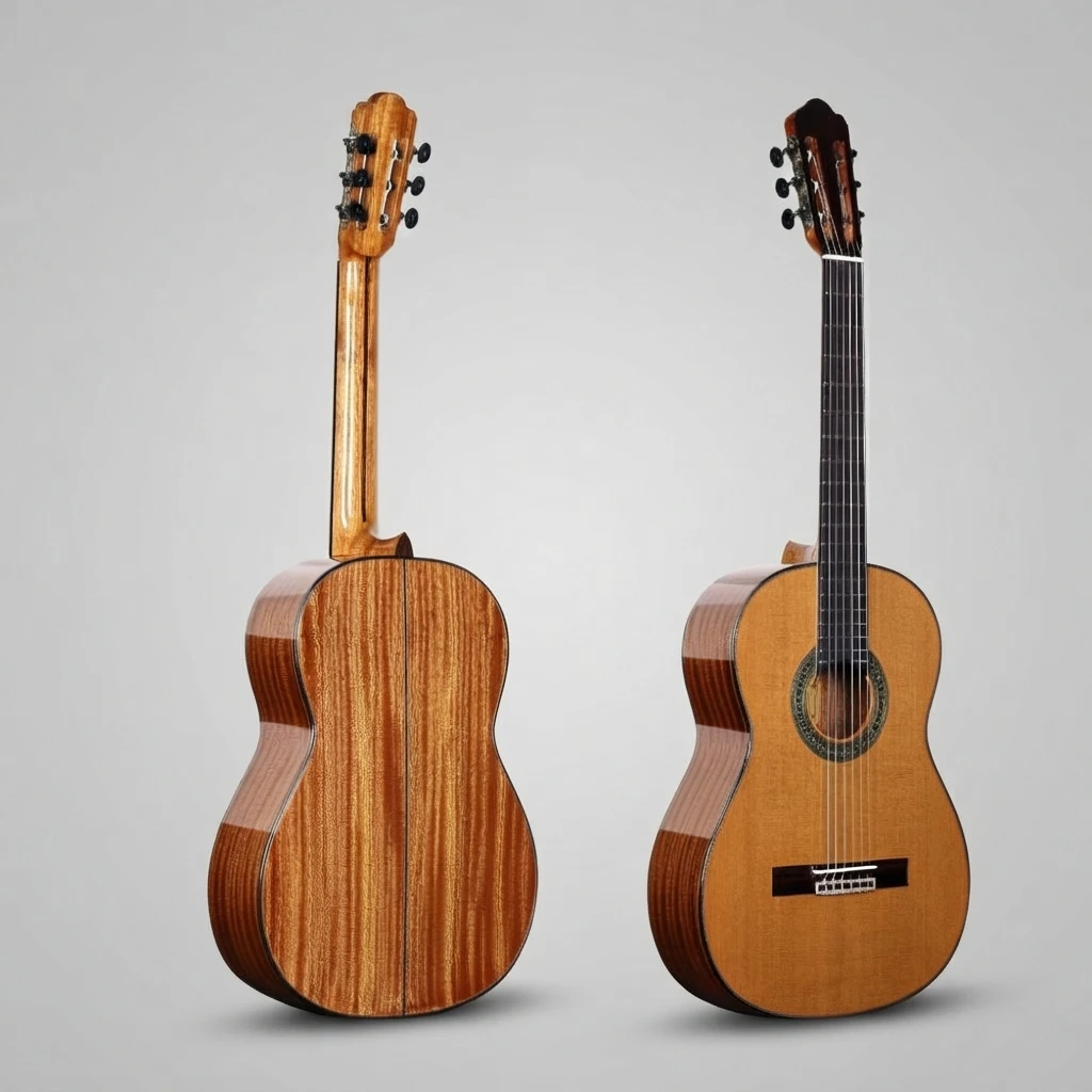 Concert Classical Nylon Guitar, Golden Amber Gloss Body, Slotted Headstock, Wide Fingerboard, Black Tuners for Beginners