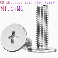 10pcs-100pcs CM M1.6 M2 M2.5 M3 M4 M5 M6 304 A2 Stainless Steel phillips Ultra Thin Flat Wafer Head Screw Bolt Length=2-50mm