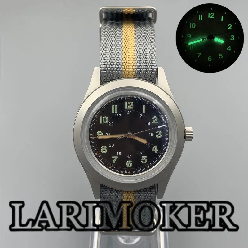 LARIMOKER 36mm 39mm Domed Sapphire Glass Blue Nylon Strap Luminous Suitable for NH36 PT5000 Movement