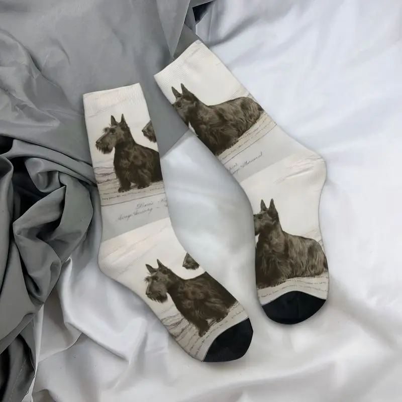 Vintage Scottish Terrier Dog Men\'s Crew Socks Unisex Kawaii Scottie Pet Lover Spring Summer Autumn Winter Dress Socks