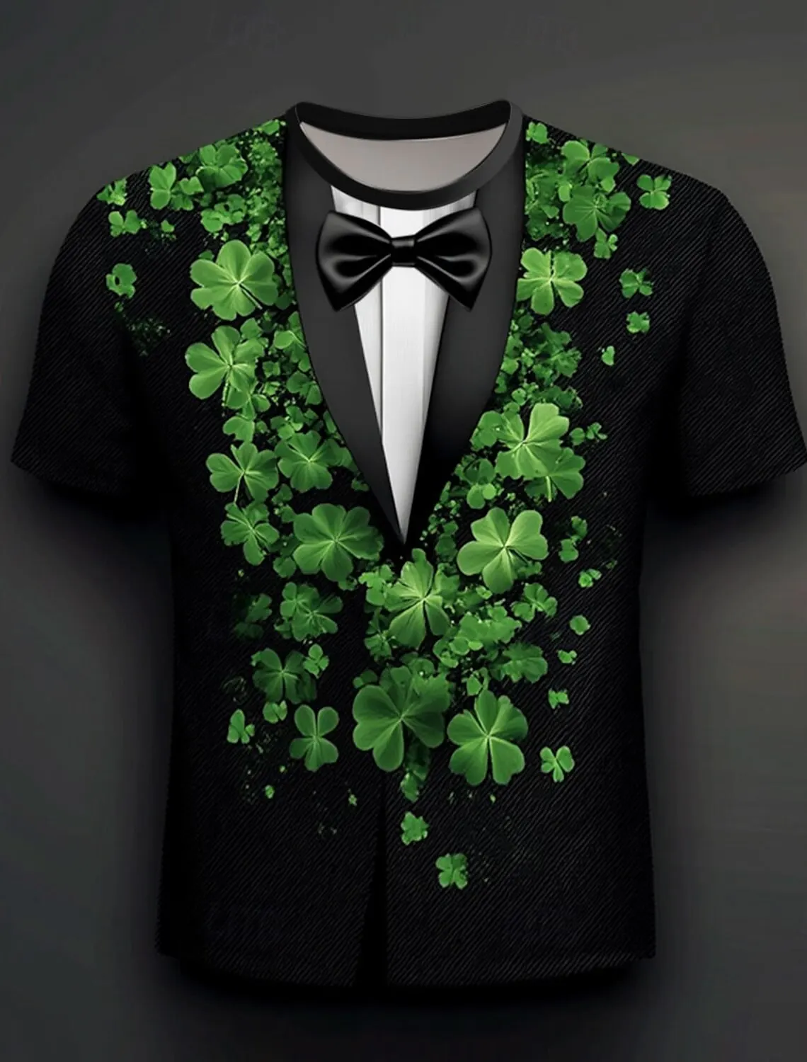 2025 St. Patrick Men's Shamrock Tuxedo T Shirt Short Sleeve T shirt 3D Print O-Neck Shirt Green Summer Spring Clothing Apparel