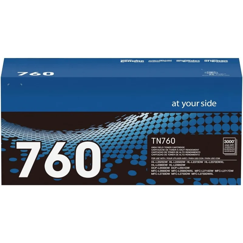 

Genuine TN760 High Yield Black Toner Cartridge, For Use With MFC-L2710DW MFC-L2750DW HL-L2350DW HL-L2370DW HL-L2395DW