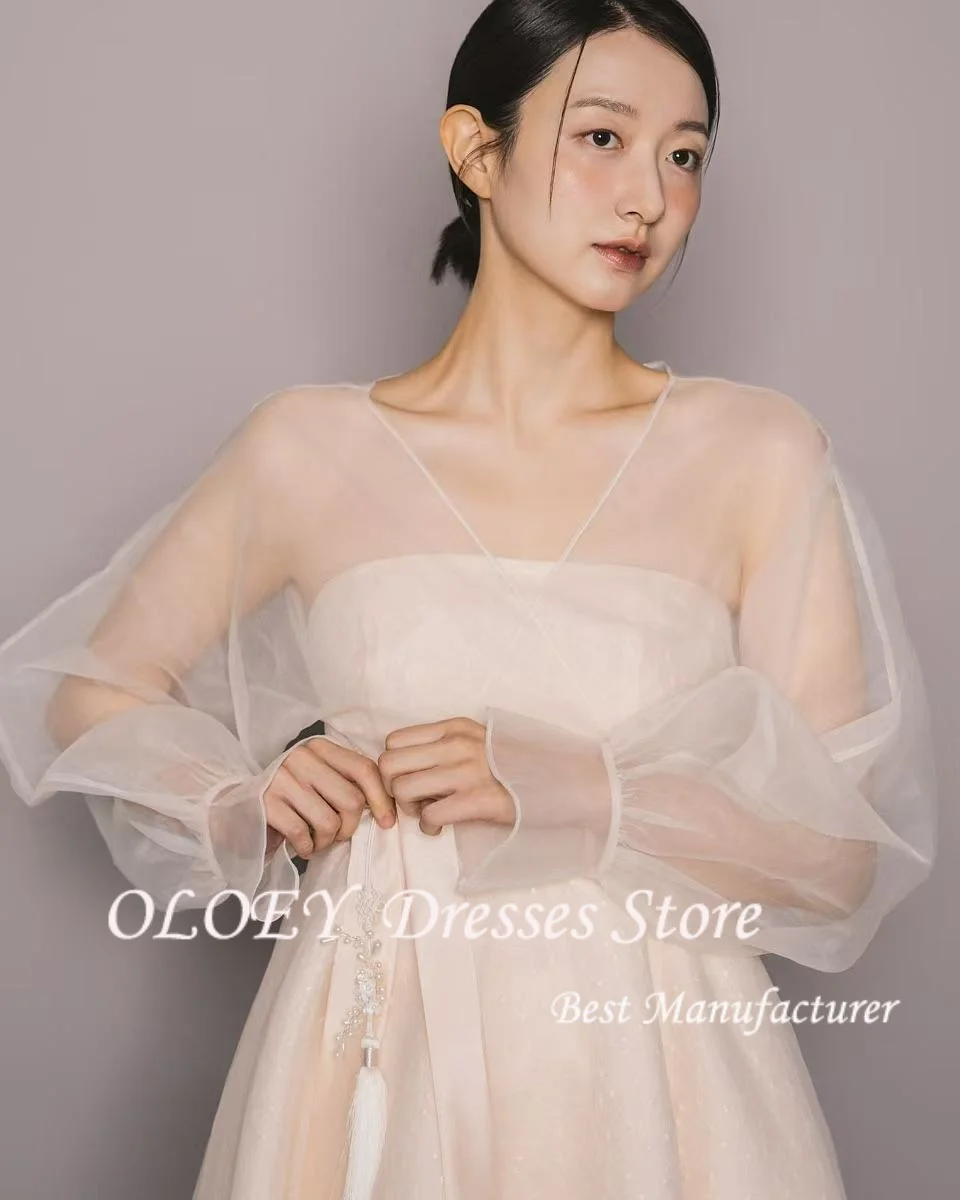 فستان OLOEY 2025 بسيط لحفلات الزفاف المتدفقة عادي على شكل حرف a ثنيات فستان زفاف كوري لالتقاط الصور بطول الأرض مخصص