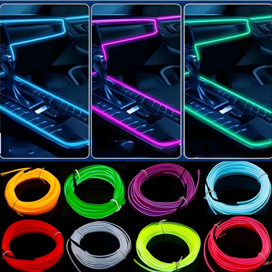 

5M Multicolor Led Strip Lights Flexible Neon Light EL Wire Led Dance Party Atmosphere Decor USB Battery Box Driver Light String