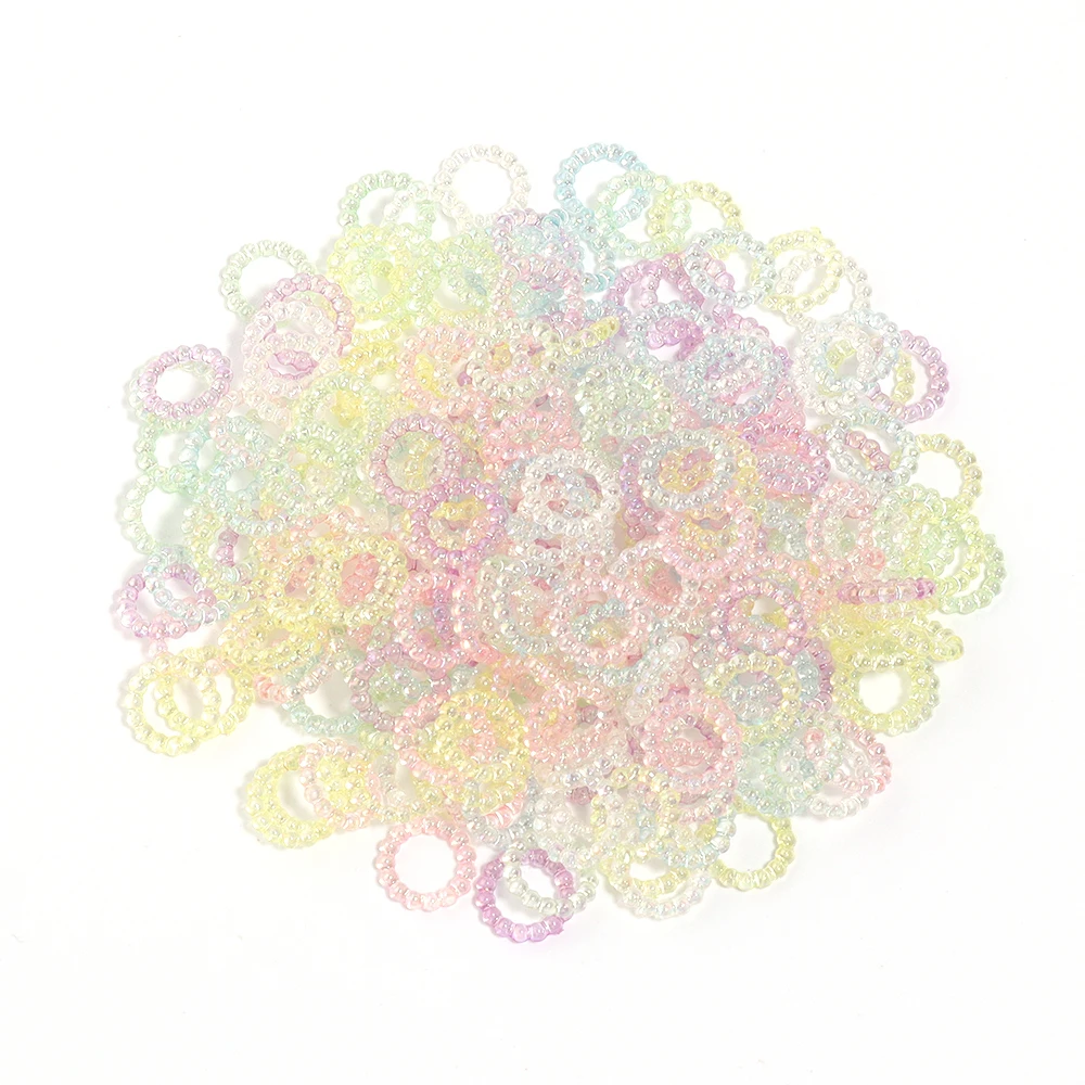 100-100 stücke Farbverlauf Farbe abs Imitation Perle Kreis/Bogen Ende Perlen Charme für DIY Schmuck Herstellung Halskette Armbänder Zubehör – Detail 6