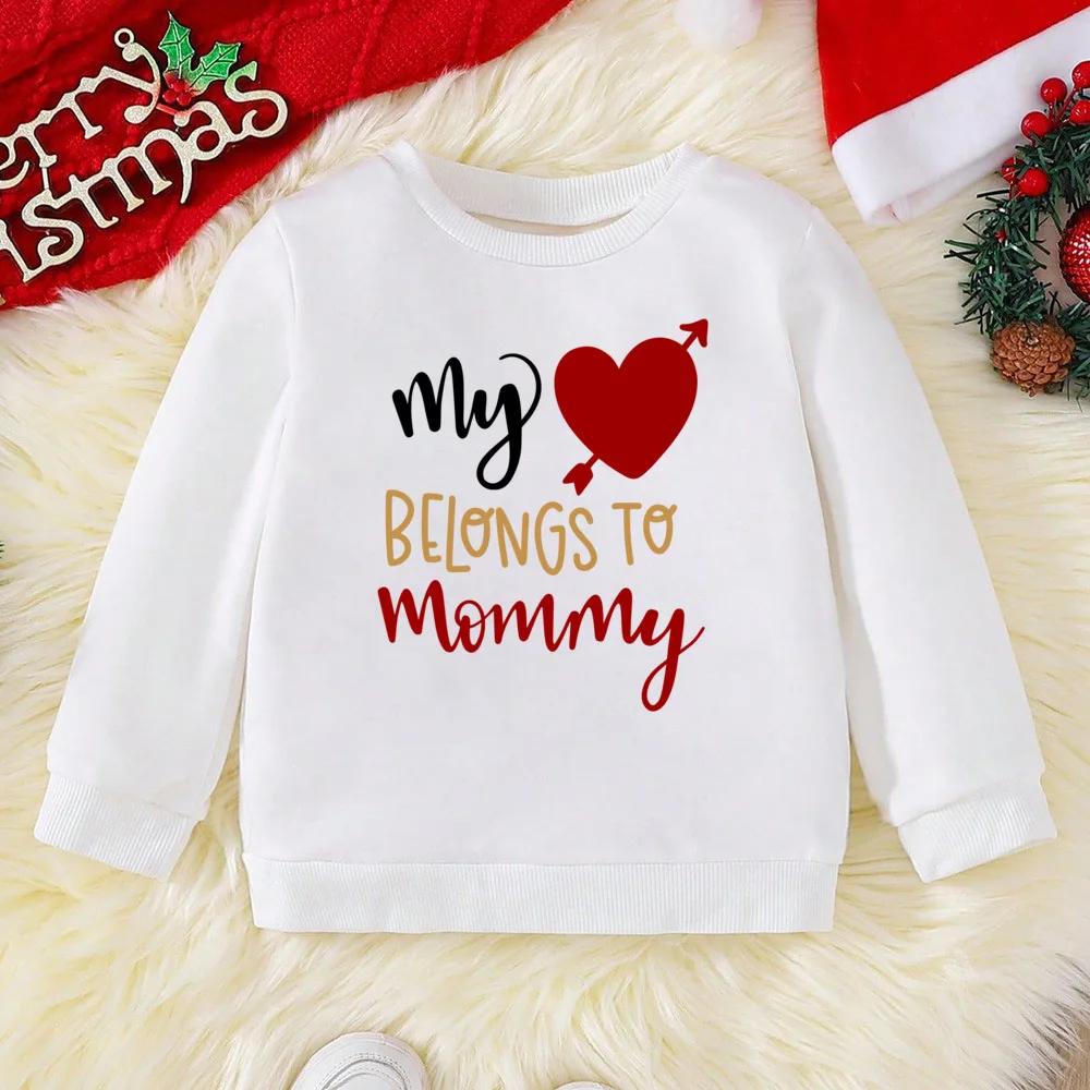 Happy Valentine\'s Day Printed Kids Sweatshirts Valentine Party Boys Girls Pullover Tops Outfit Child Holiday Hoodie Sweatshirt