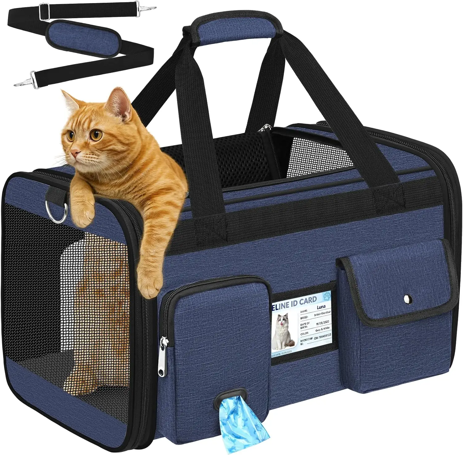 

Cat Carrier Airline Approved,Soft-Sided Dog Carriers for Small Dogs Medium Cats,Pet Travel Carrier Up to 20 Lbs,Collapsible C