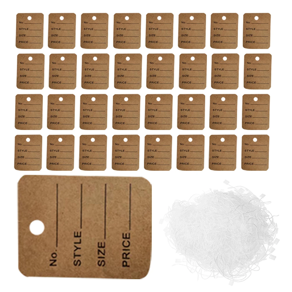 

1000 Pcs Clothing Price Tags Garment Labels for Clothes Jewelry Hangtags String Item Shoe Size Tag Merchandise Kraft