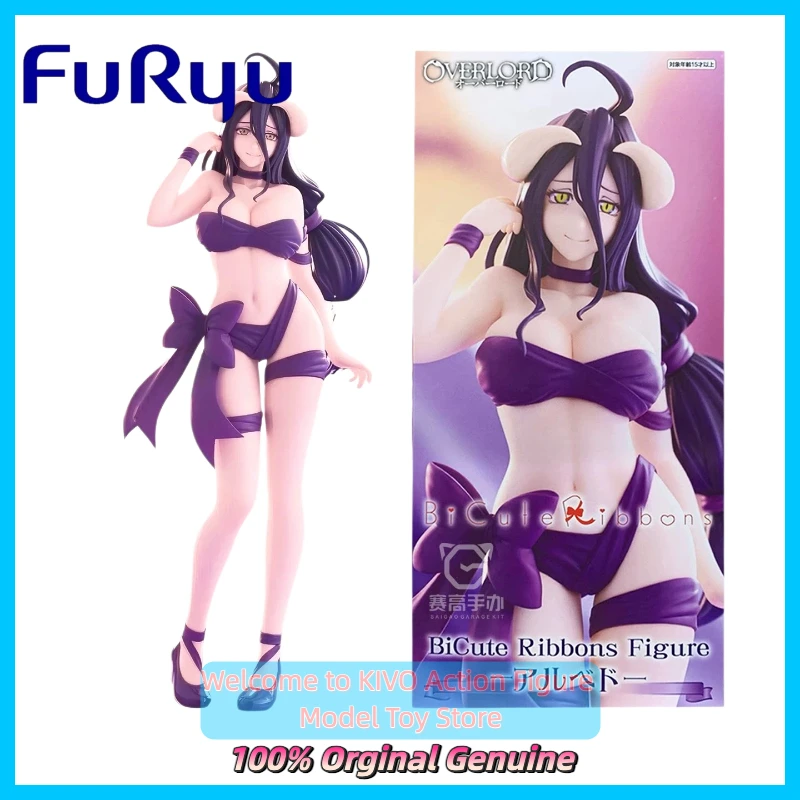 Original FuRyu Overlord Albedo BiCute Ribbons Prize Figure 26cm Swimsuit Anime Bishoujo Statue Desktop Decor Gift