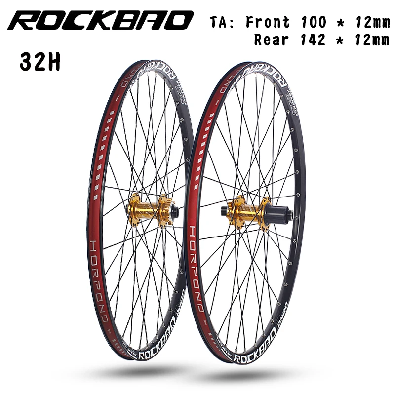 ROCKBAO Mountain bike wheelset 24/26/27.5/29 inches Disc Brake  Aluminum alloy 4Bearings 7-12speed Thru Axle MTB Bicycle Wheel