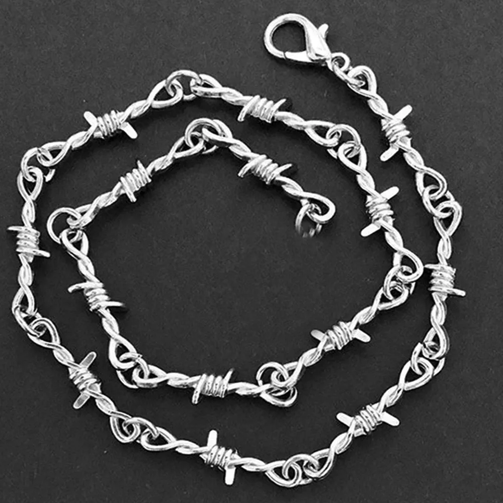 سلك صغير Brambles المختنق قلادة المرأة الهيب هوب القوطية الشرير نمط الأسلاك الشائكة الشوك الصغير سلسلة المختنق الهدايا