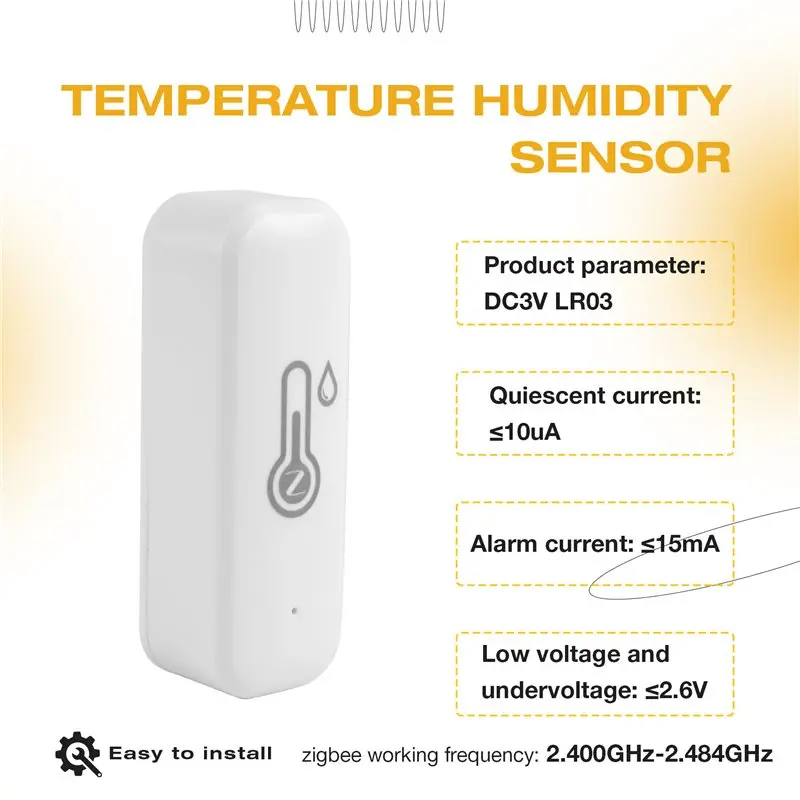 A04G-Plastic Temperature Humidity Sensor Indoor Hygrometer APP Remote Real-Time Monitoring Works With Alexa Google