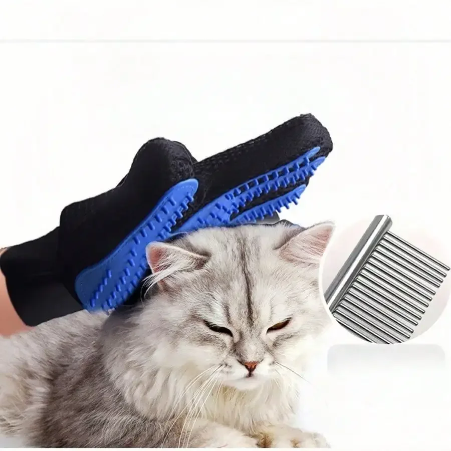 Premium huisdierverzorgingshandschoenen, 2-in-1 deshedding- en badhandschoenen voor katten en honden, zachte siliconenborstel voor gemakkelijke ontharing