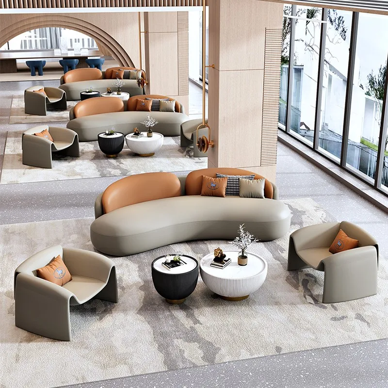 

TLF Reserve Modern Leather Office Sofa and Coffee Table Set for Apartment and Business Lobby Reception Areas