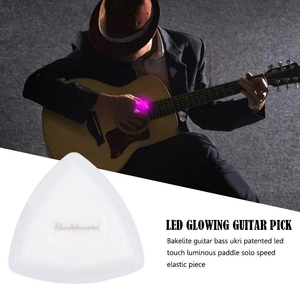 3 Color LED Glowing Guitar Pick Food-Grade Plastic Pick Luminous Musical Touch 1pcs Guitar Glowing Plectrum Instrument