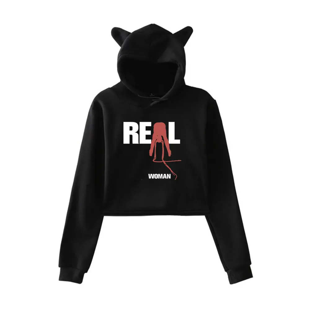 PartyNextDoor 4 Real Woman New Album Cat Ear Hoodie Women Long Sleeve Hooded Sweatshirts Female Casual Streetwear Crop Tops