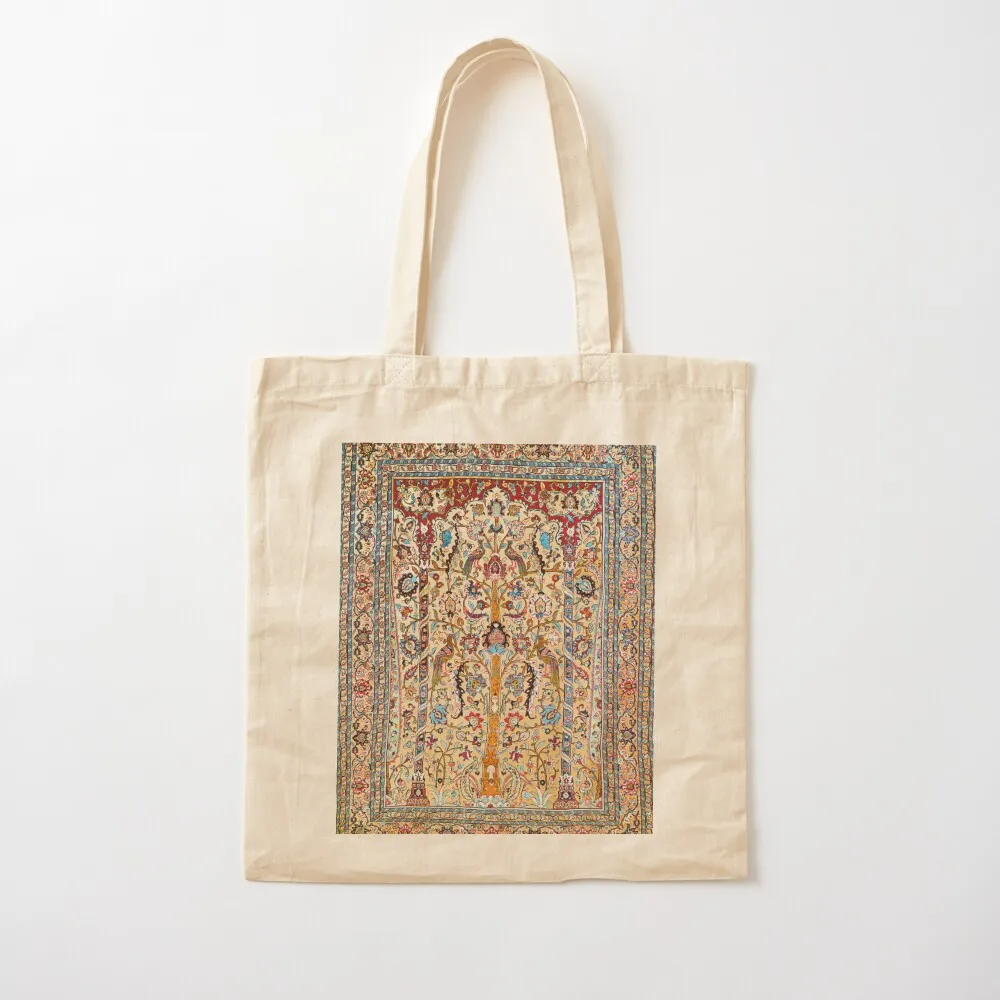 

Tehran Antique Silk Persian Carpet Print Tote Bag shopping bag logo Handbags tote bag university Canvas Tote