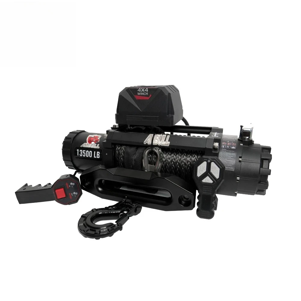 

Ambull Trailer Winch 13000LBS Remote Control Electric Winch With Synthetic Rope For 4x4 Off-road Vehicle Car Recovery
