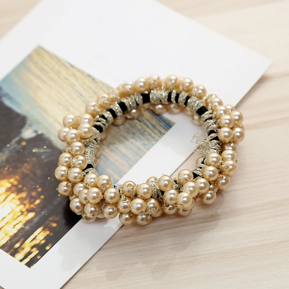 

6 pcs Pearl Elastic Hair Tie Women Girl Ponytail Holder Rope Hair Band Ring Stretch Chic Stylish Everyday Wear Gift