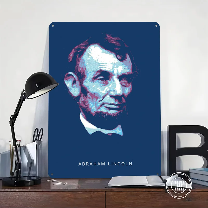 Abraham Lincoln Printing Poster Customized Retro Wall Art Vintage Metal Signs for Mancave Bar Accessories Bathroom Decor House
