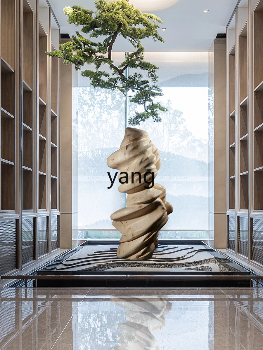 CX  Decoration Large Wood Carving Floor Ornaments Installation Art Sales Department Hotel Sculpture