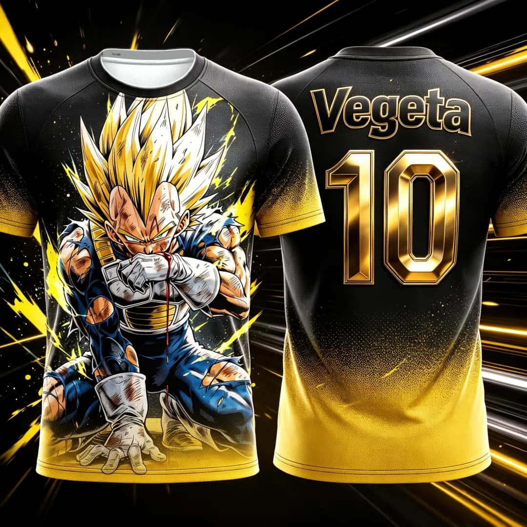 Dragon Ball Vegeta Super Saiyan 3D-Druck Familien-T-Shirt mit passendem Design, Vegeta 10, kurzärmelig, Anime, Streetwear-T-Shirt für Eltern und Kinder – Detail 6