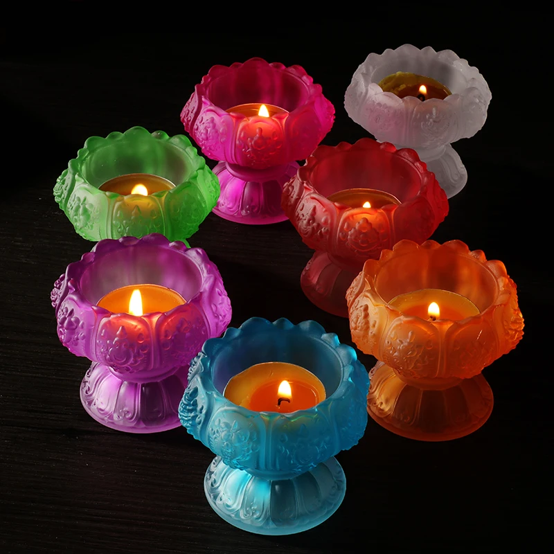 Wholesale Buddhist articles -efficacious HOME family Talisman- 7PCS- Colored Glaze lamp holder Holy water cup