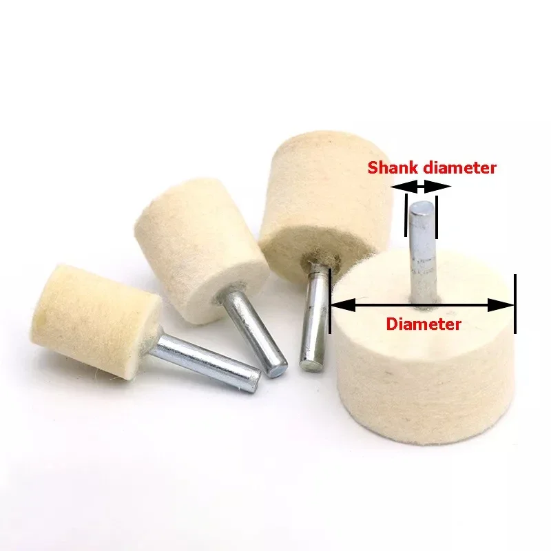 Lã Felt Polishing Bits para Dremel Rotary, lustrando escova de roda, 20mm, 25mm, 30mm, 35mm, 40mm, 6mm Shank